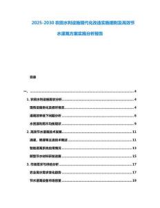 2025-2030農田水利設施現代化改造實施細則及高效節水灌溉方案實施分析報告