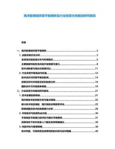海洋能領域供需平衡調研及行業投資方向規劃研究報告