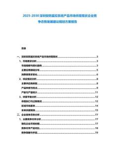 2025-2030深圳安防監控系統產品市場供需現狀企業競爭態勢發展建議規劃方案報告