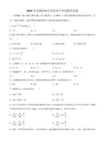 2025年江蘇省無錫市中考數學試卷
