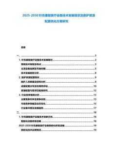 2025-2030針灸康復醫療設備技術發展現狀及醫護資源配置優化方案研究