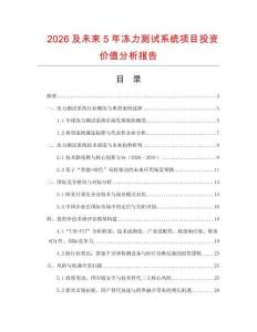 2026及未來5年凍力測試系統項目投資價值分析報告