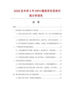 2026及未來(lái)5年MP4腕表項(xiàng)目投資價(jià)值分析報(bào)告