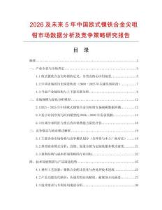 2026及未來5年中國歐式鎳鐵合金尖咀鉗市場數據分析及競爭策略研究報告
