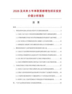 2026及未來5年單聯泵修理包項目投資價值分析報告