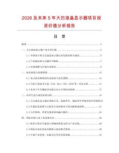 2026及未來5年大巴液晶顯示器項目投資價值分析報告
