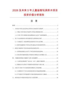 2026及未來5年兒童益智玩具積木項目投資價值分析報告