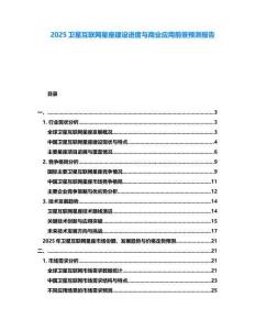2025衛星互聯網星座建設進度與商業應用前景預測報告