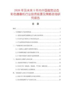2026年及未來5年內中國超寬動態(tài)彩色攝像機行業(yè)投資前景及策略咨詢研究報告