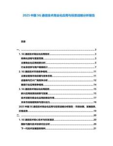 2025中國5G通信技術商業化應用與投資戰略分析報告