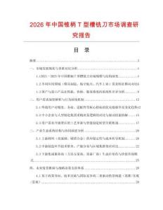 2026年中國錐柄T型槽銑刀市場調查研究報告