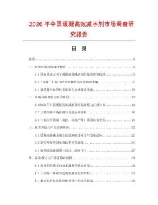 2026年中國緩凝高效減水劑市場調查研究報告