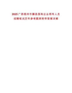 2025廣西梧州市藤縣國有企業(yè)領(lǐng)導(dǎo)人員招聘筆試歷年參考題庫附帶答案詳解