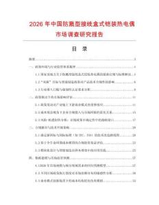 2026年中國防濺型接線盒式鎧裝熱電偶市場調查研究報告
