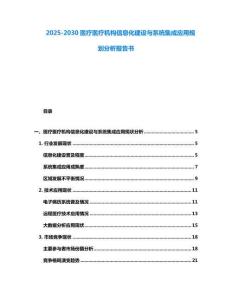 2025-2030醫療醫療機構信息化建設與系統集成應用規劃分析報告書