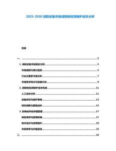 2025-2030消防設(shè)備市場(chǎng)消防栓檢測(cè)維護(hù)成本分析
