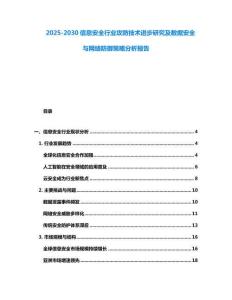 2025-2030信息安全行業(yè)攻防技術(shù)進(jìn)步研究及數(shù)據(jù)安全與網(wǎng)絡(luò)防御策略分析報(bào)告