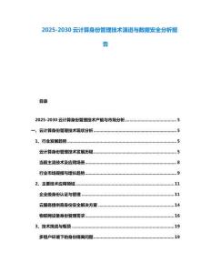 2025-2030云計算身份管理技術演進與數據安全分析報告