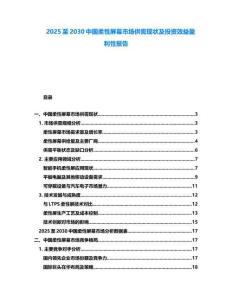 2025至2030中國柔性屏幕市場供需現(xiàn)狀及投資效益盈利性報告