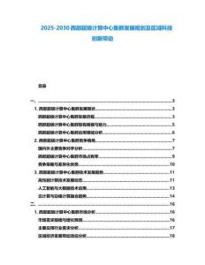 2025-2030西部超級計算中心集群發展規劃及區域科技創新帶動