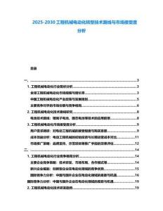2025-2030工程機(jī)械電動(dòng)化轉(zhuǎn)型技術(shù)路線與市場(chǎng)接受度分析