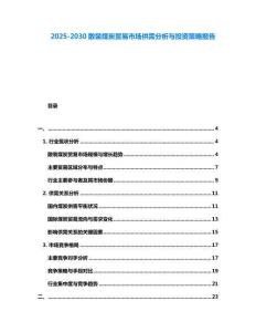 2025-2030散裝煤炭貿易市場供需分析與投資策略報告