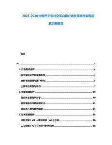 2025-2030中國元宇宙社交平臺用戶增長策略與變現模式創新報告