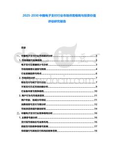2025-2030中國電子支付行業市場供需格局與投資價值評估研究報告