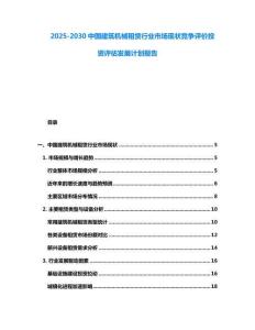 2025-2030中國(guó)建筑機(jī)械租賃行業(yè)市場(chǎng)現(xiàn)狀競(jìng)爭(zhēng)評(píng)價(jià)投資評(píng)估發(fā)展計(jì)劃報(bào)告