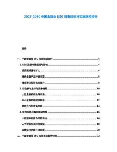 2025-2030中國(guó)金融業(yè)ESG投資趨勢(shì)與實(shí)施路徑報(bào)告