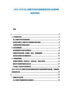 2025-2030無人駕駛汽車技術發展政策支持行業競爭格局研究報告
