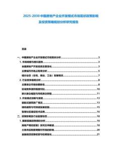 2025-2030中國房地產企業開發模式市場現狀政策影響及投資策略規劃分析研究報告