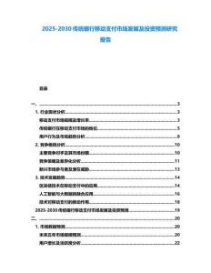2025-2030傳統銀行移動支付市場發展及投資預測研究報告