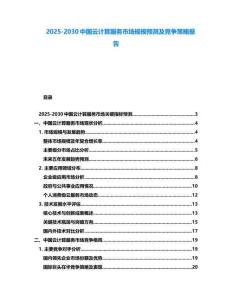 2025-2030中國云計算服務市場規模預測及競爭策略報告