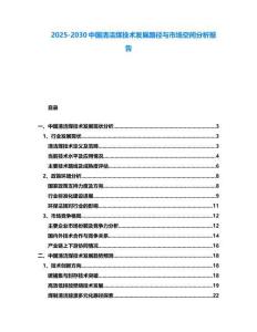 2025-2030中國(guó)清潔煤技術(shù)發(fā)展路徑與市場(chǎng)空間分析報(bào)告