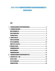 2025-2030中國保險(xiǎn)咨詢服務(wù)市場競爭格局發(fā)展現(xiàn)狀與投資評估研究