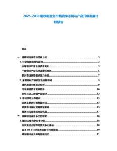 2025-2030鋼鐵制造業市場競爭態勢與產品升級發展計劃報告
