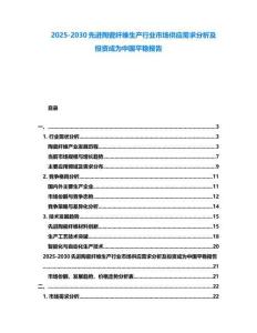 2025-2030先進陶瓷纖維生產行業(yè)市場供應需求分析及投資成為中國平穩(wěn)報告