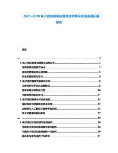 2025-2030電子競(jìng)技賽事運(yùn)營(yíng)模式創(chuàng)新與變現(xiàn)渠道拓展報(bào)告
