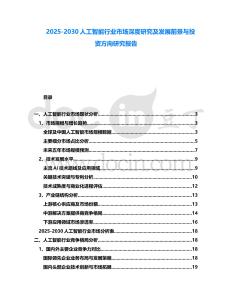 2025-2030人工智能行業市場深度研究及發展前景與投資方向研究報告