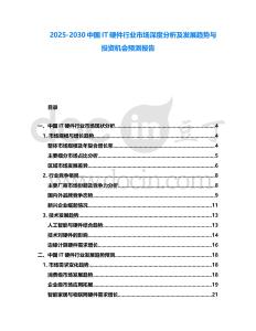 2025-2030中國(guó)IT硬件行業(yè)市場(chǎng)深度分析及發(fā)展趨勢(shì)與投資機(jī)會(huì)預(yù)測(cè)報(bào)告