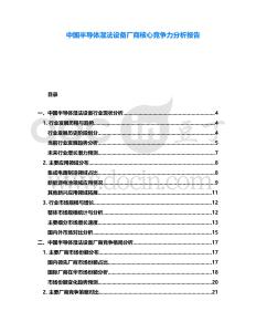 中國半導體濕法設備廠商核心競爭力分析報告