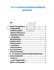 2025-2030智慧城市行業市場發展分析及發展趨勢與投資前景研究報告