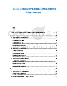 2025-2030智慧城市產業市場增長分析及趨勢預測與投資管理計劃研究報告