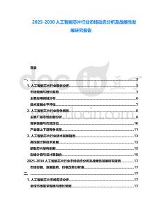 2025-2030人工智能芯片行業市場動態分析及戰略性發展研究報告