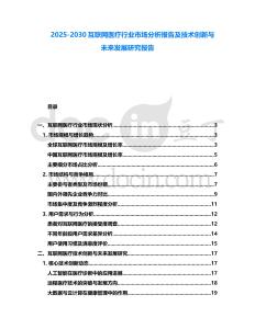 2025-2030互聯網醫療行業市場分析報告及技術創新與未來發展研究報告