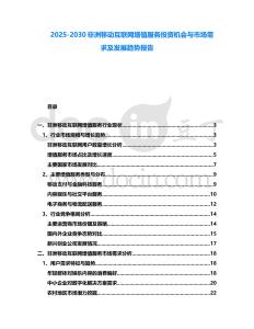 2025-2030非洲移動互聯(lián)網(wǎng)增值服務投資機會與市場需求及發(fā)展趨勢報告