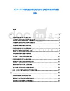 2025-2030鋰電池回收利用經濟性與環保政策影響分析報告