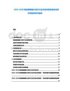 2025-2030智能眼鏡鏡片顯示行業(yè)市場供需發(fā)展及投資布局規(guī)劃研究報(bào)告