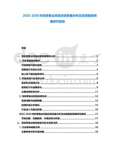 2025-2030傳統零售業風險投資發展分析及投資融資策略研究報告